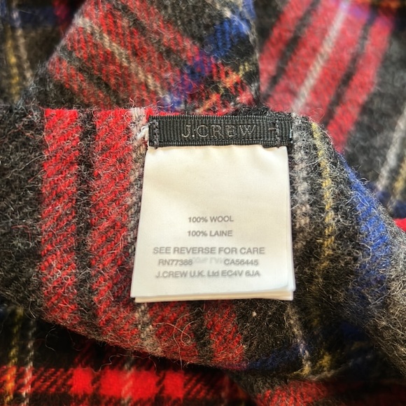 J.Crew Grey Tartan Plaid Scarf w/Pom Poms - Picture 3 of 4